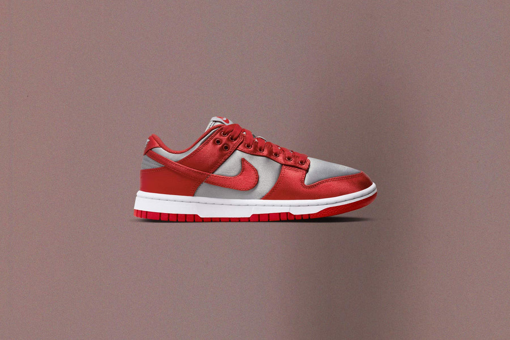 Womens Dunk Low Medium Grey Varsity Red White