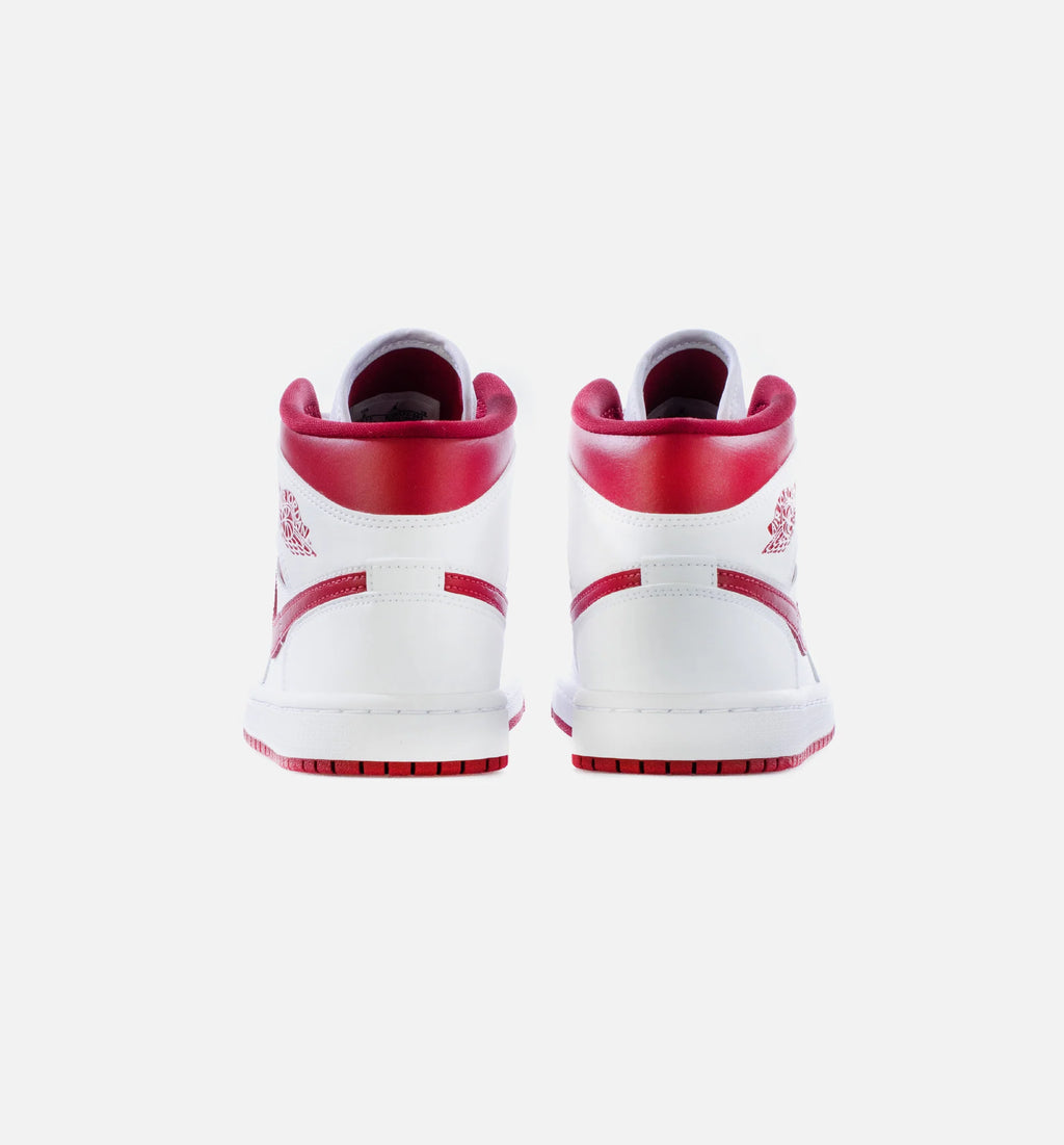 Air Jordan 1 Mid Red Toe Womens Lifestyle Shoe White Pomegranate