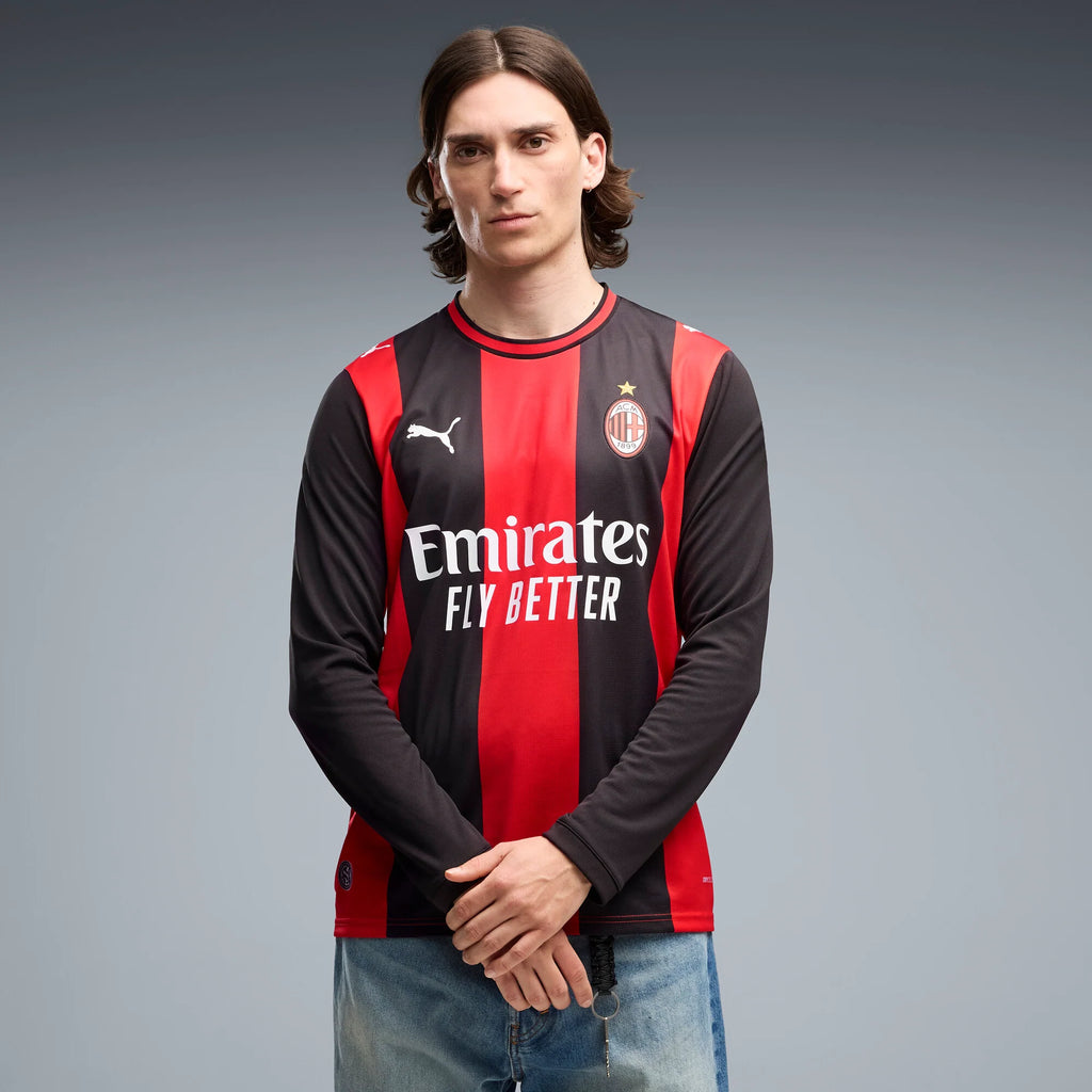 PUMA AC Milan Home Long Sleeve Mens Soccer Jersey 2026 Black Red
