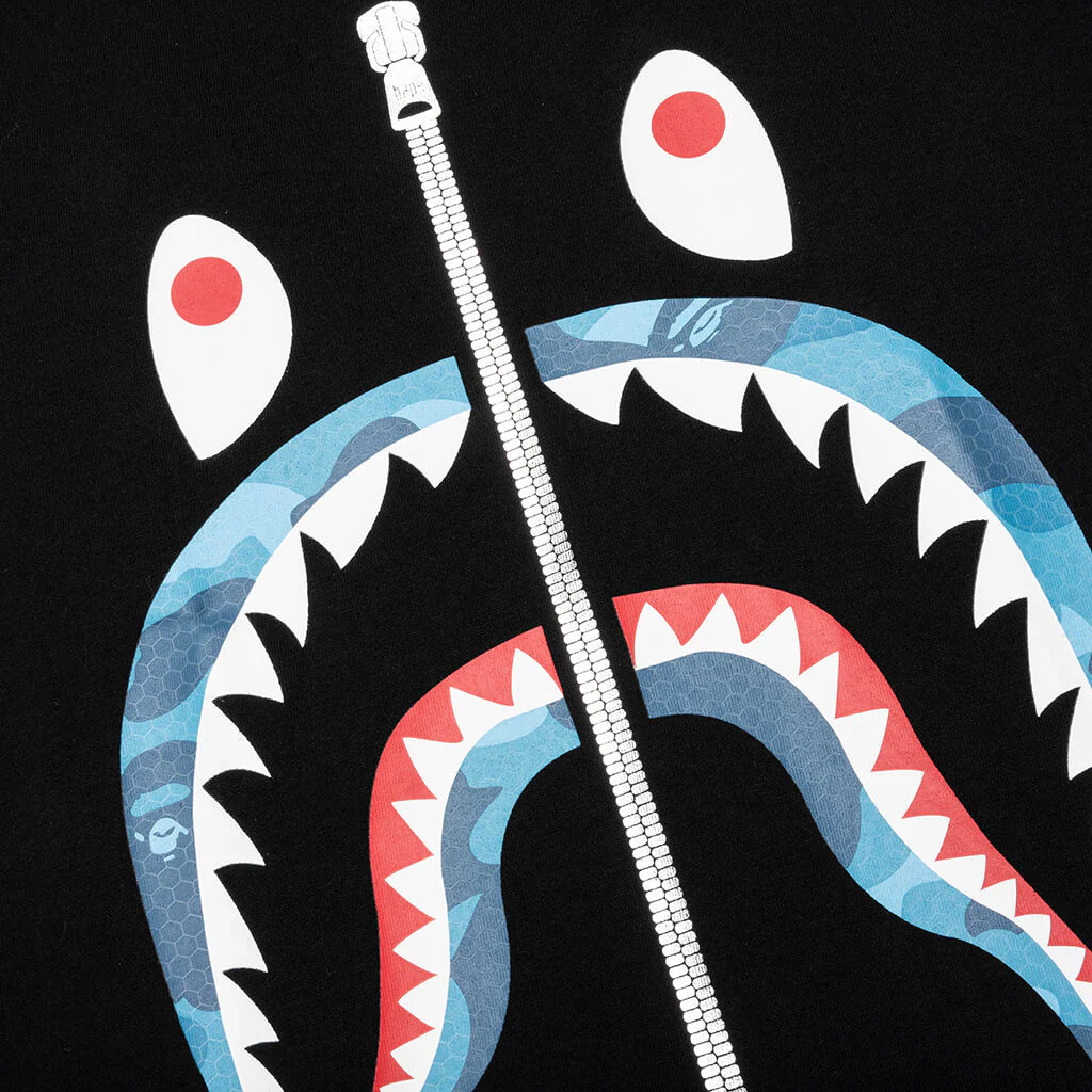 Honeycomb Camo Shark Tee Black Blue