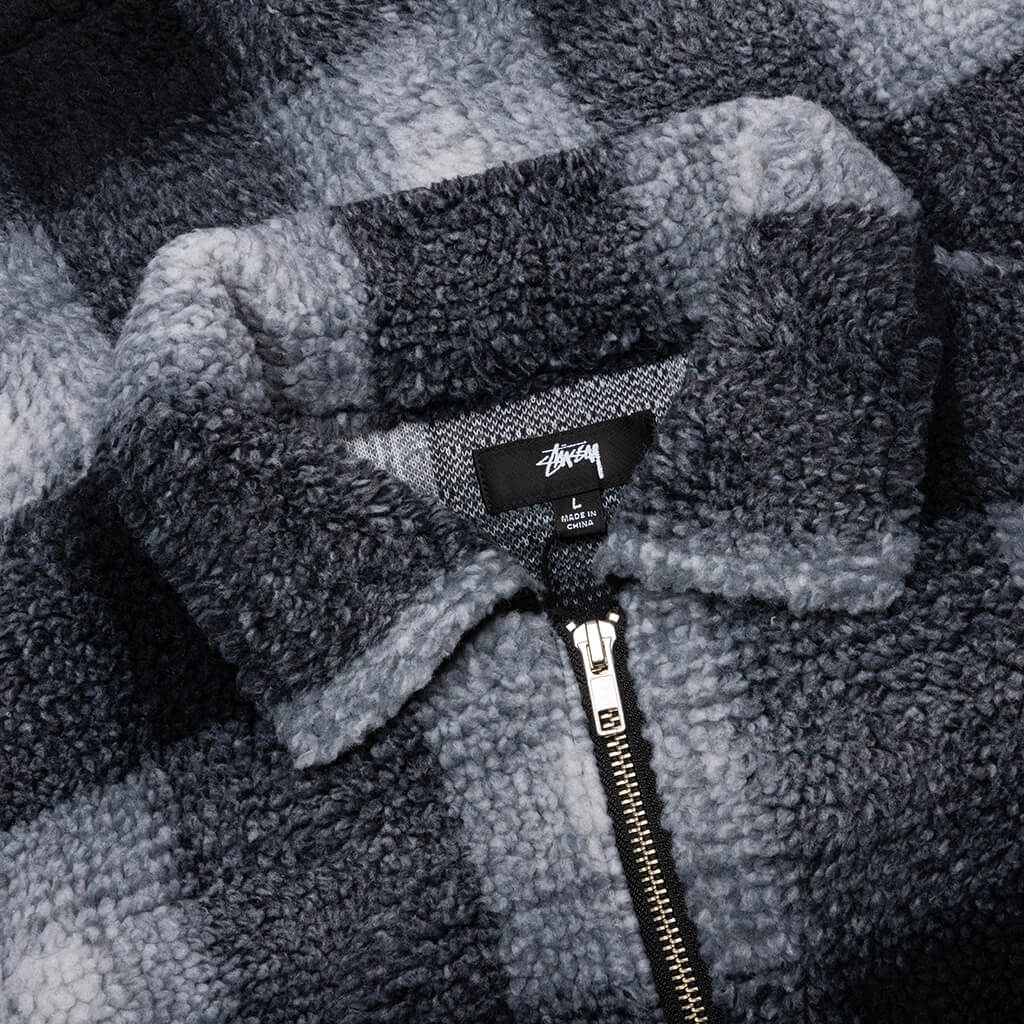 Zip Sherpa Shadow Plaid Black
