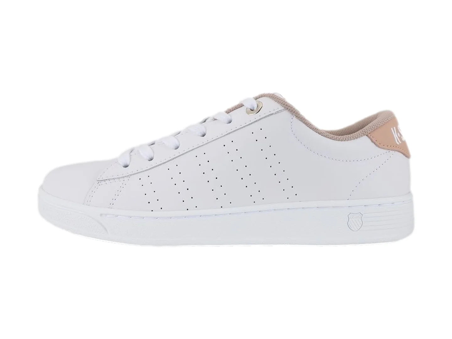 Tenis K Swiss Base Court Blanco y Taupe para Mujer