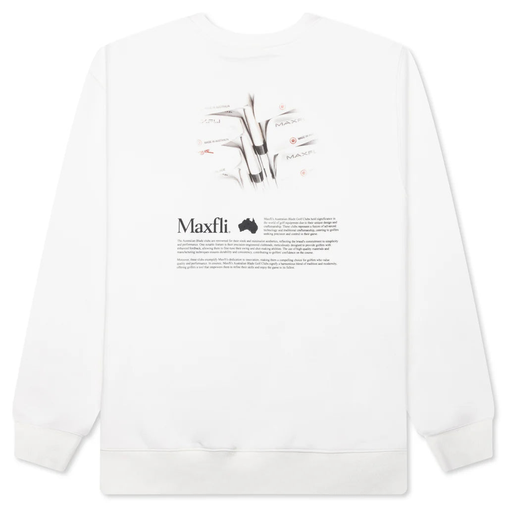 Metalwood x Maxfli Aussie Blade Crewneck Sweatshirt White