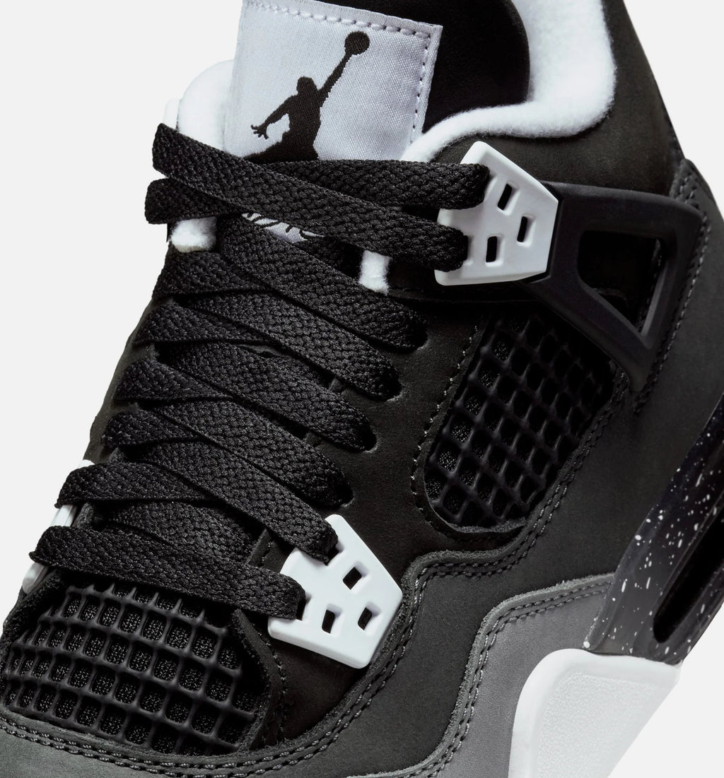 Air Jordan 4 Retro Fear Grade School Lifestyle Shoe Black White Anthracite Black Pure Platinum