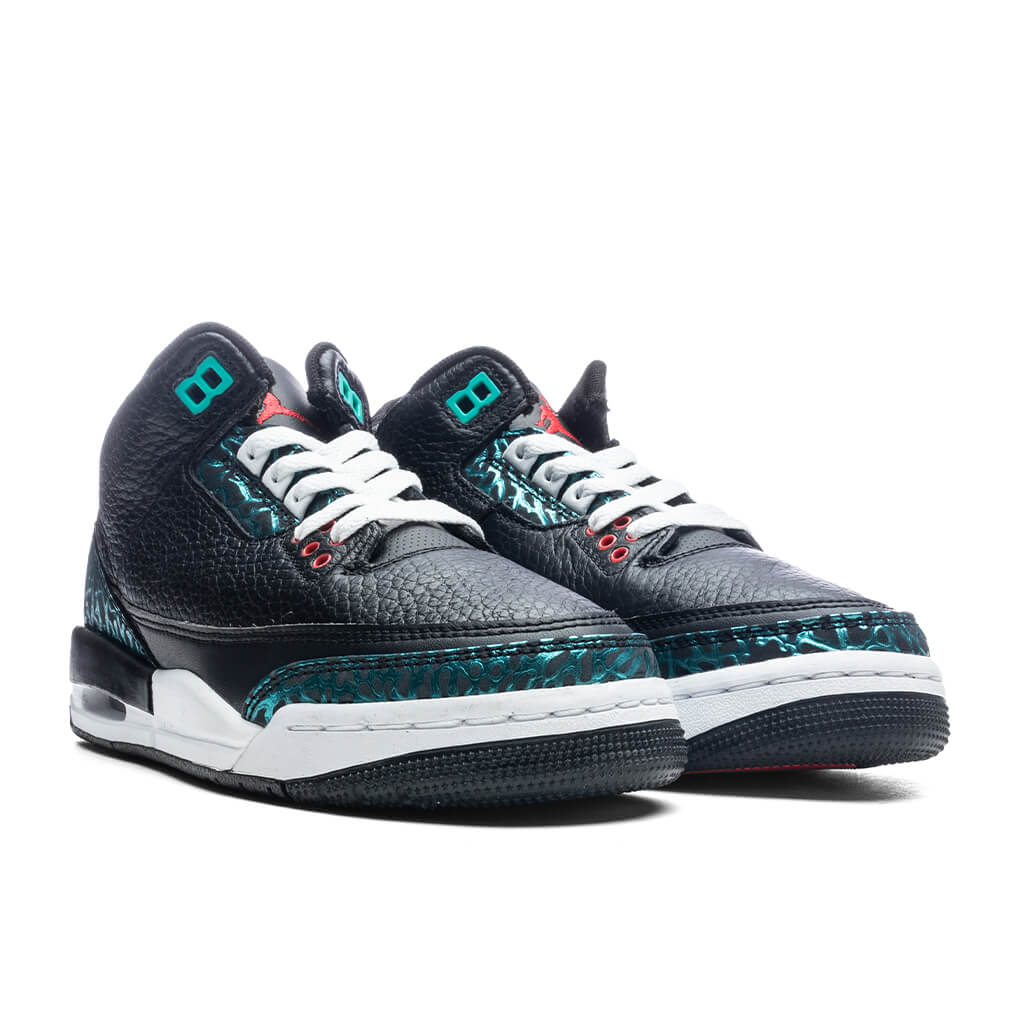 Air Jordan 3 Retro GS Moto Black Siren Red Hyper Jade