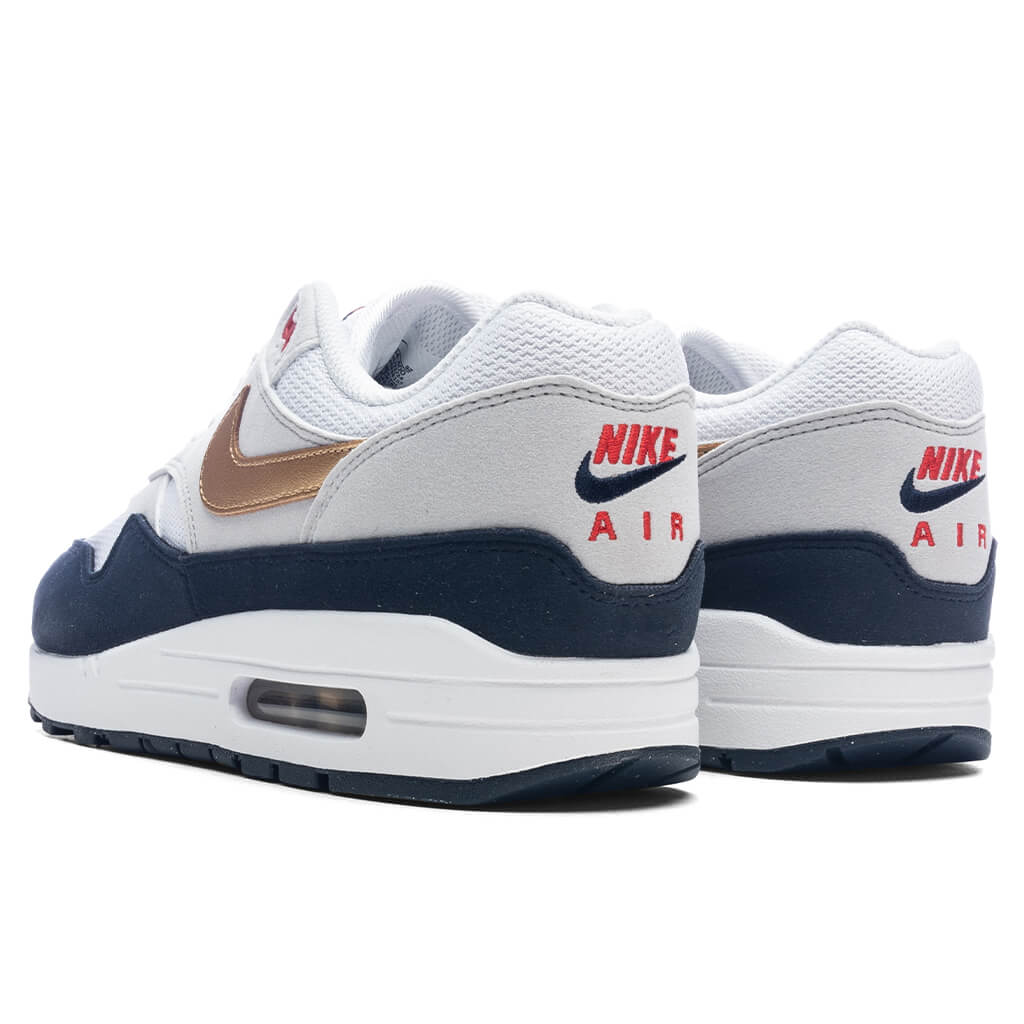 Air Max 1 Olympic Obsidian Metallic Gold White