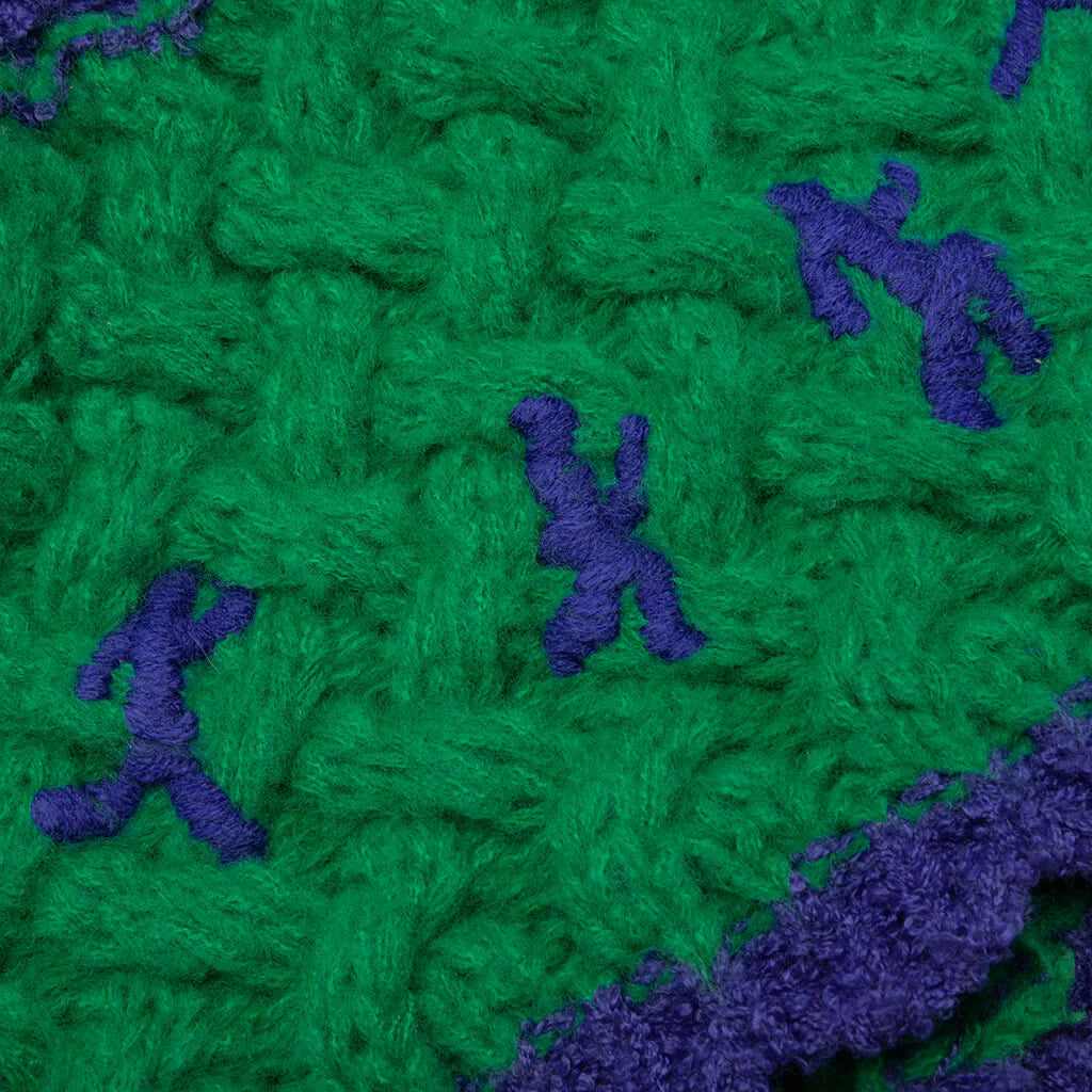 Running Man Crochet Hat Green Blue