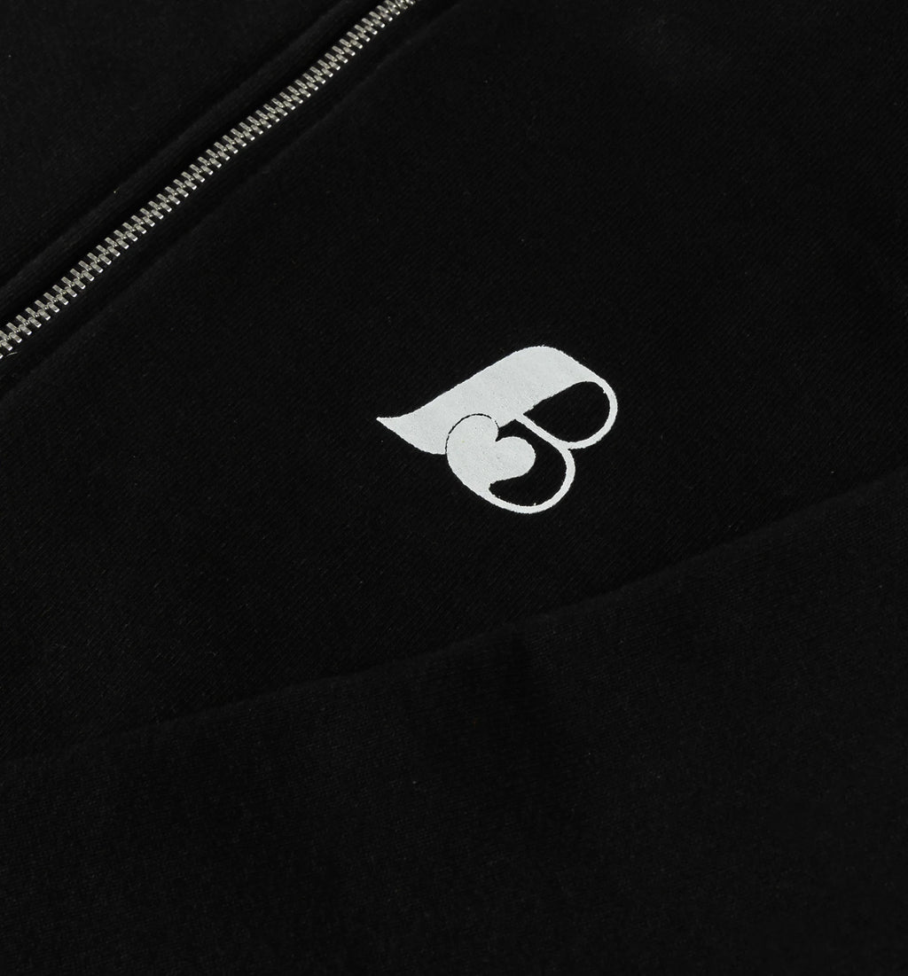 Beniga Logo Zip Up Mens Hoodie Black White