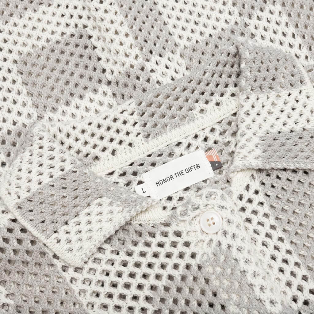 Crochet S S Button Down Stone