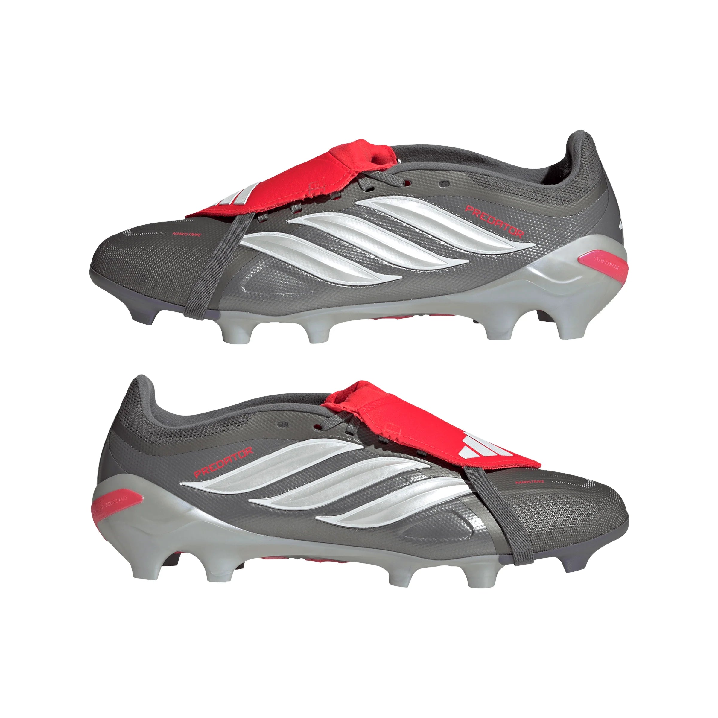 adidas Predator League Fold Over Tongue FG Mens Soccer Cleats Grey Red