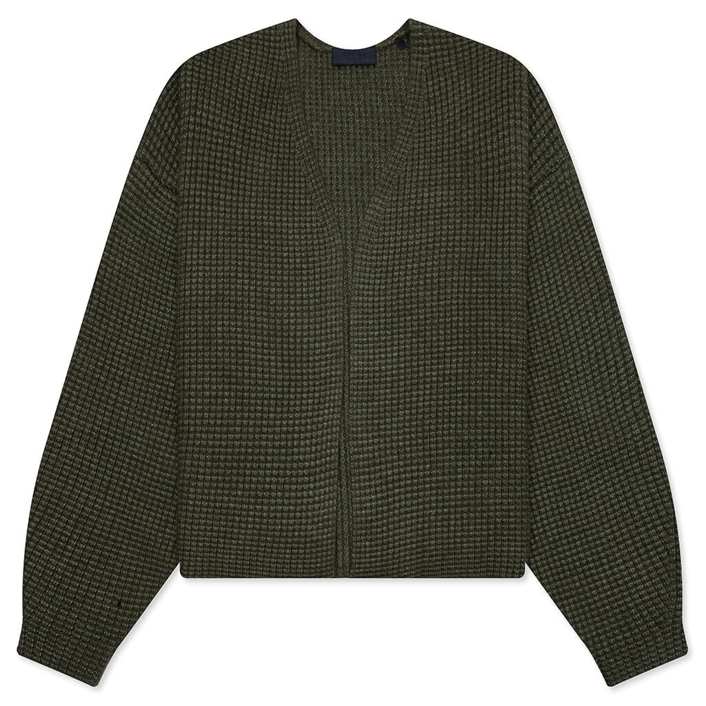 Heavy Waffle Cardigan Military