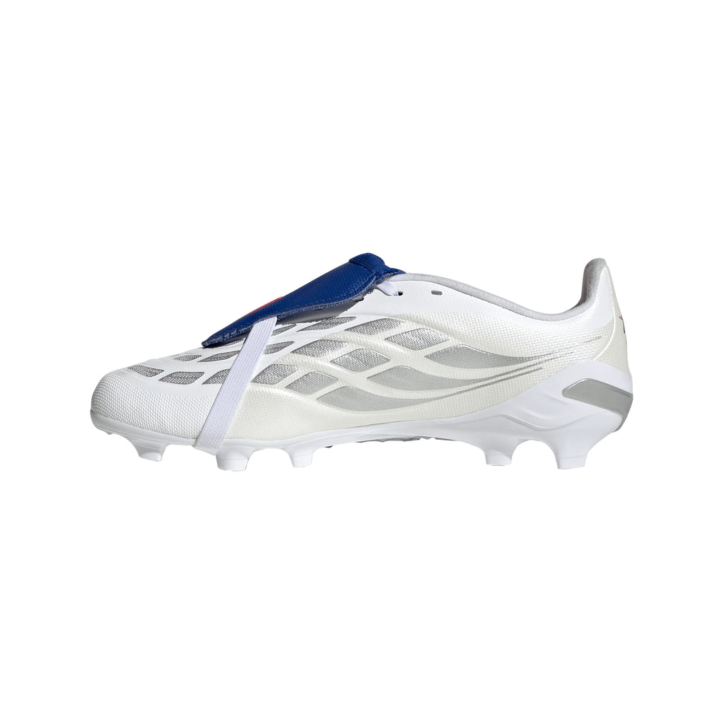 adidas Predator League Fold Over Tongue FG Firm Ground Youth Soccer Cleats White Zero Metallic Blue