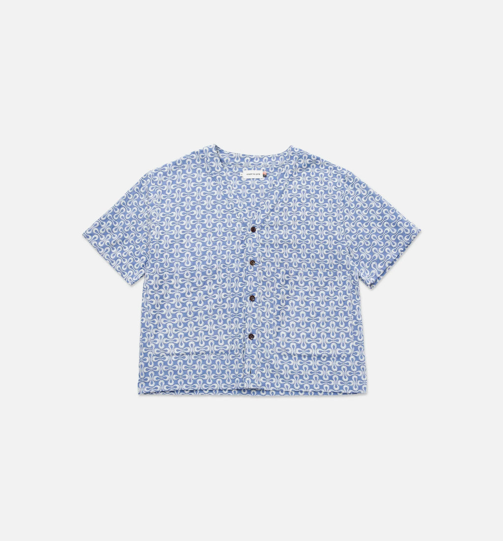 Infinity Embroidered Mens Short Sleeve Shirt Blue