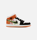 Air Jordan 1 Mid Grade School Lifestyle Shoe Orange Black