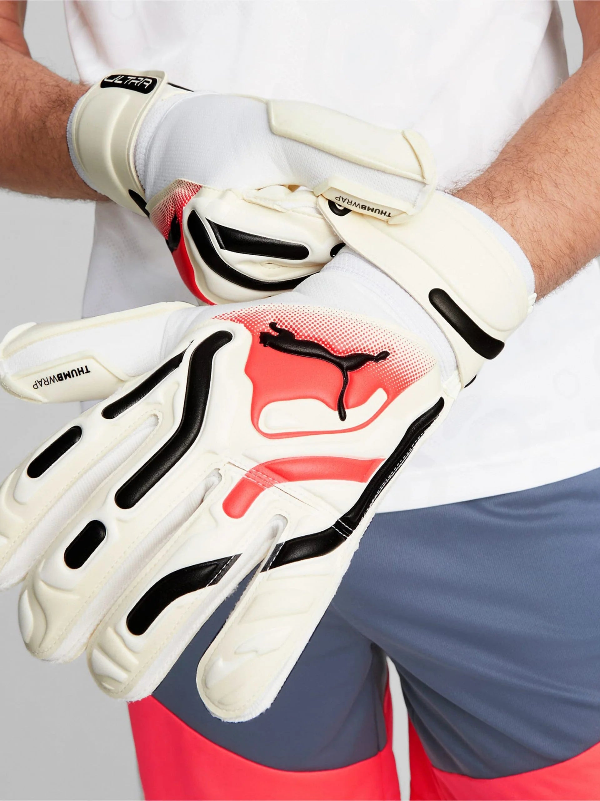 PUMA Ultra Pro RC Goalkeeper Gloves White Blue Fire Orchid
