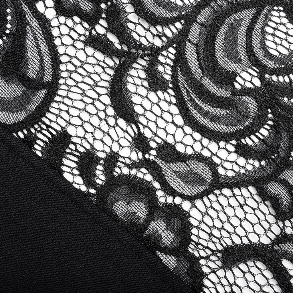 Lace Panel Hoodie Black