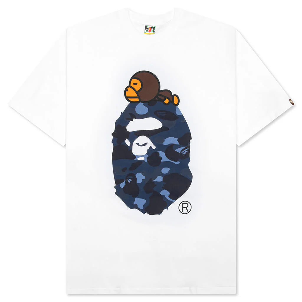Color Camo Milo on Big Ape Tee White Navy