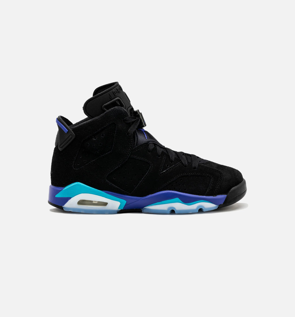 Air Jordan 6 Retro Aqua Grade School Lifestyle Shoe Black Aquatone Bright Concord