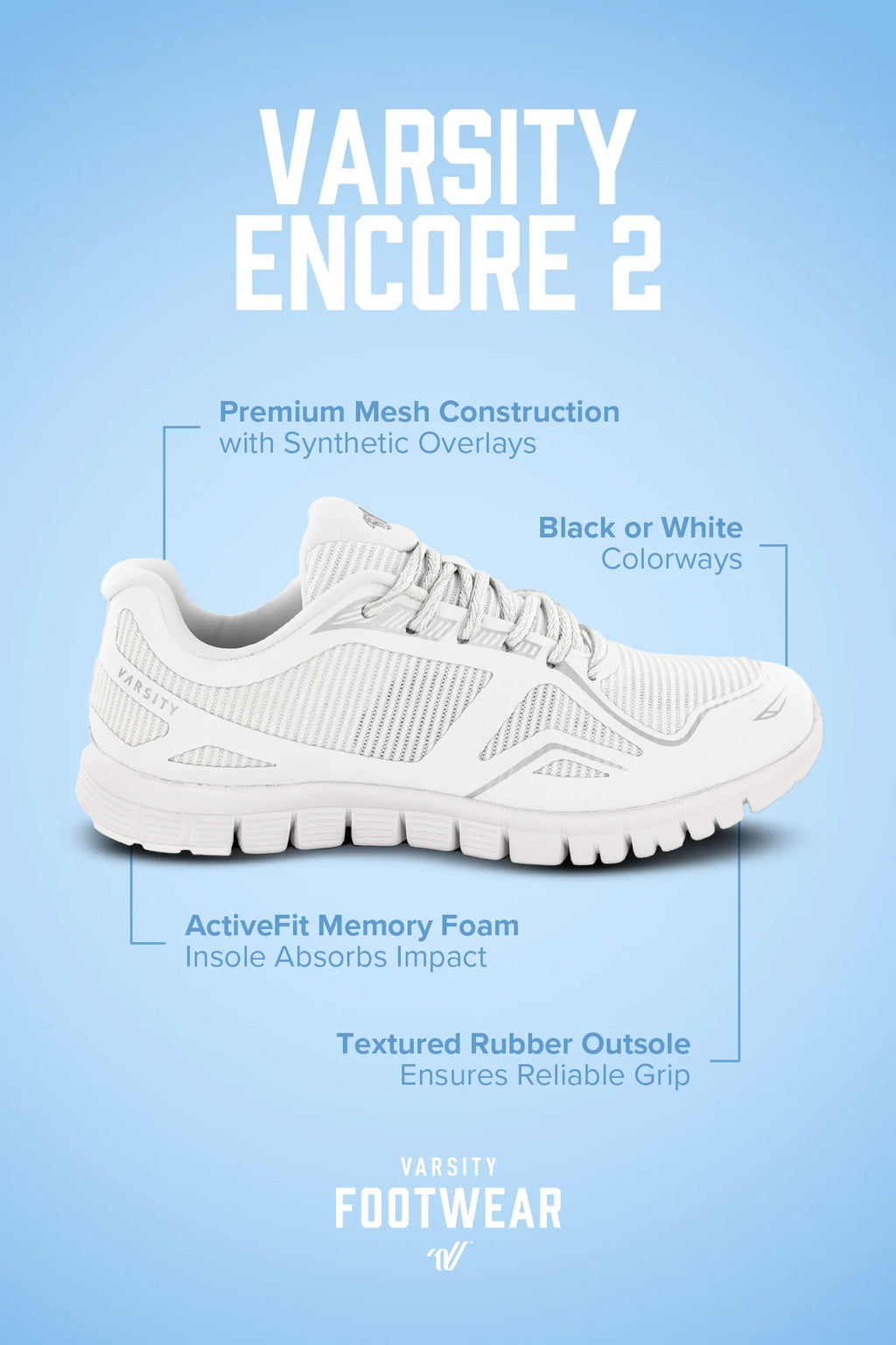 Varsity Mens Encore 2 White Cheer Shoes