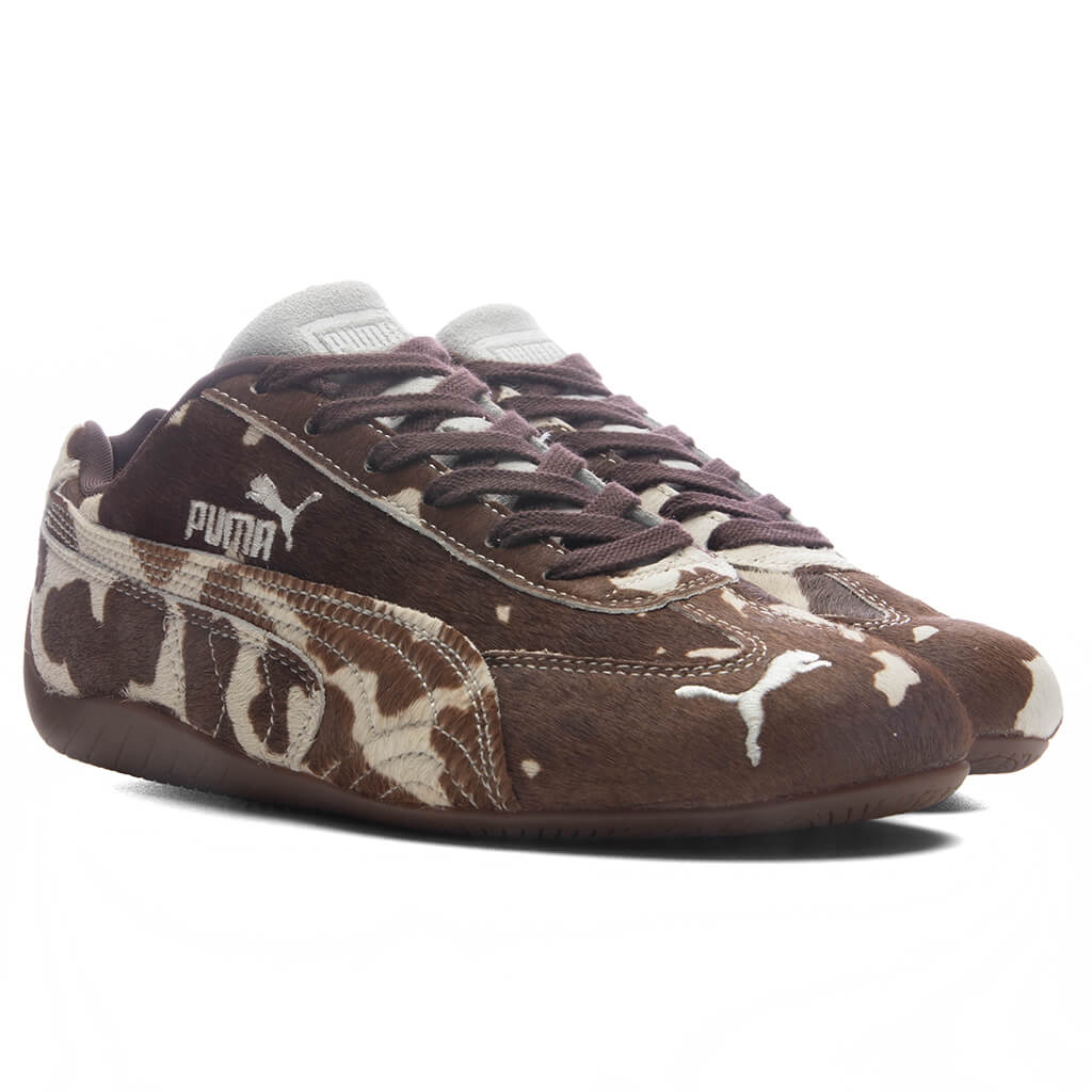 Womens Speedcat Cow Print Chocolate Brown Gum