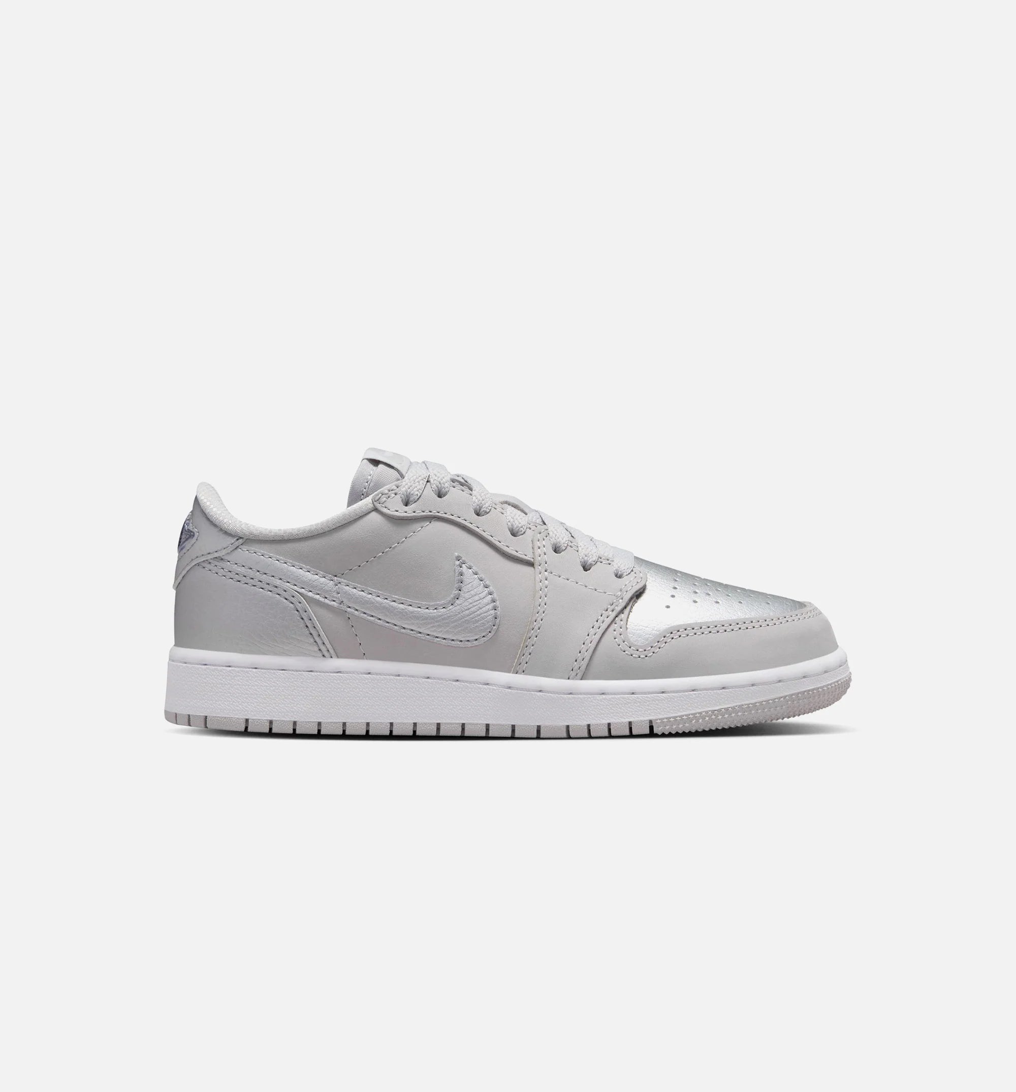 Air Jordan 1 Retro Low OG Silver Grade School Lifestyle Shoe Neutral Grey Metallic Silver White