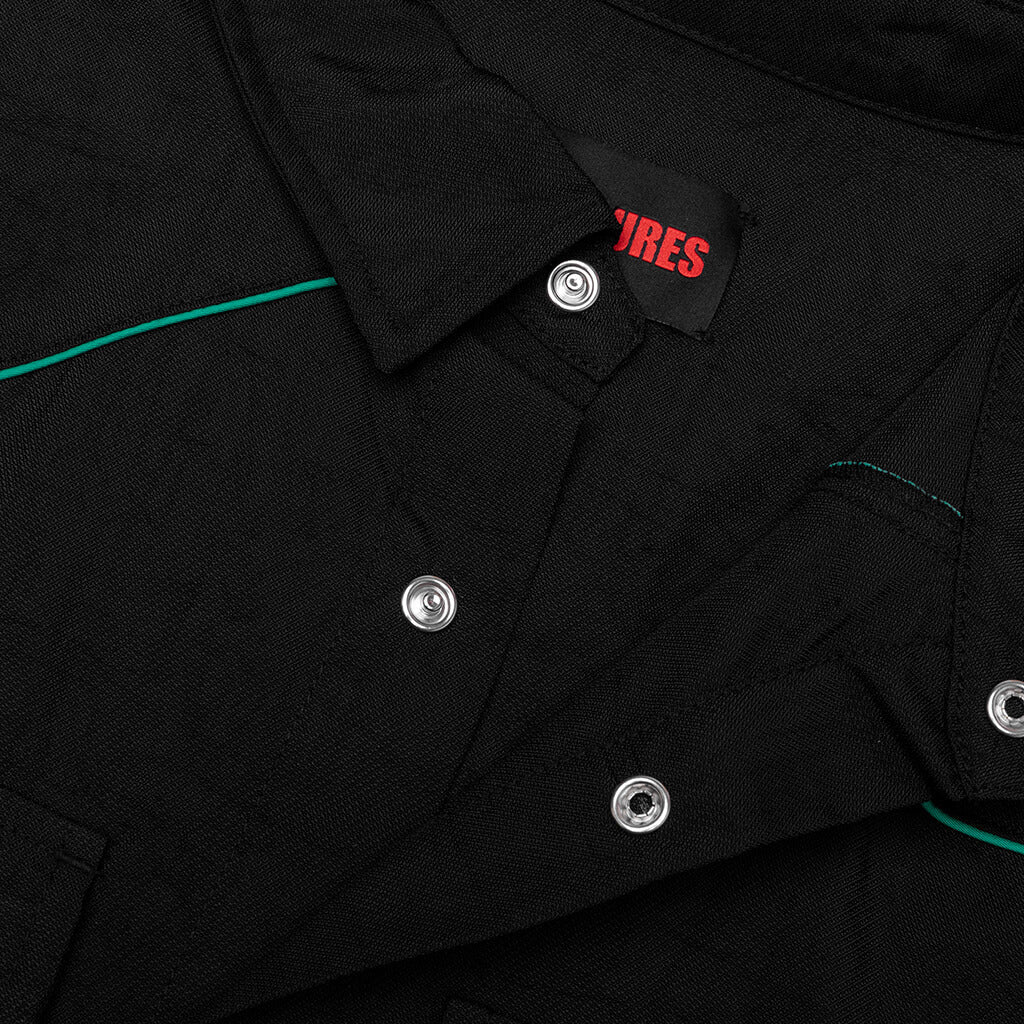 Nylon Western Button Up Black