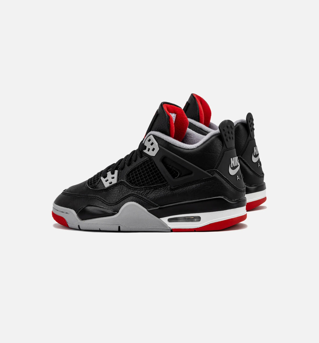Air Jordan 4 Retro Bred Reimagined Grade School Lifestyle Shoe Black Fire Red Cement Grey Summit White