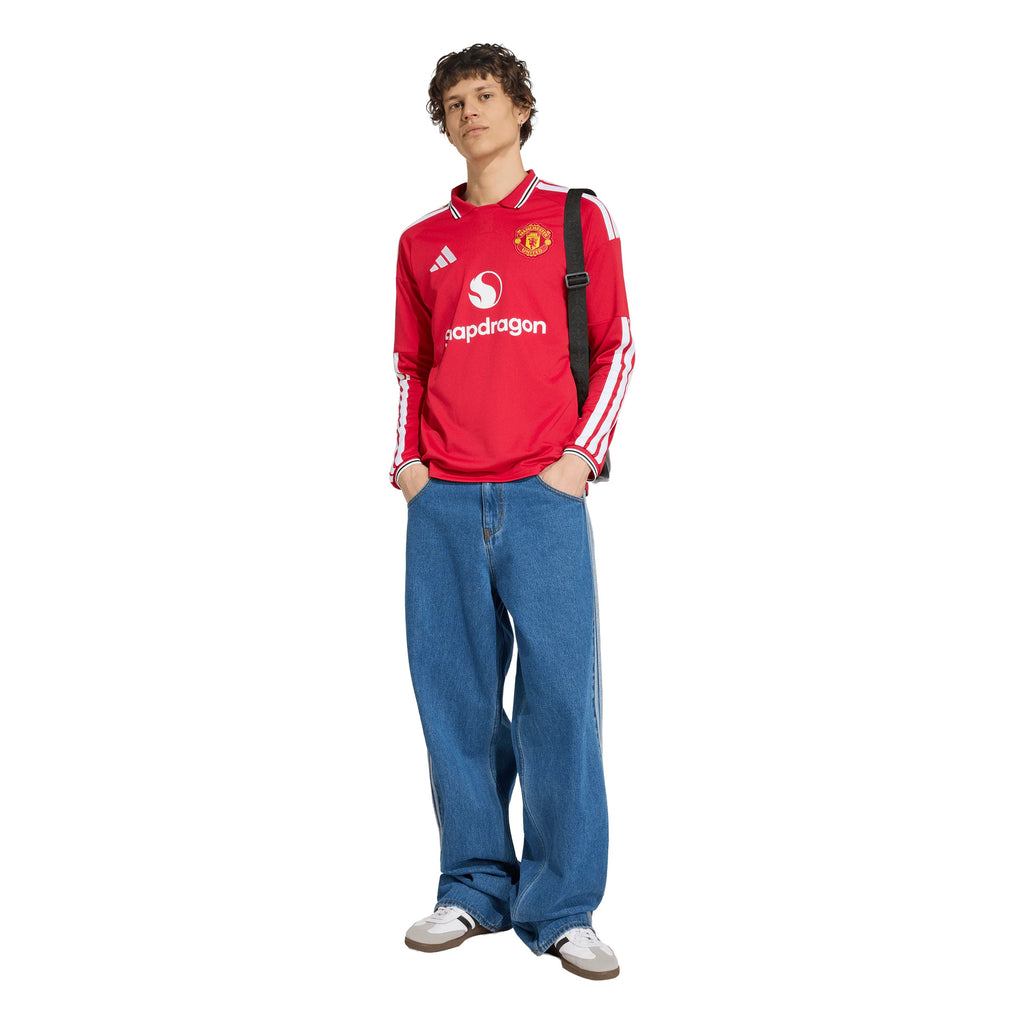 adidas Manchester United Home Long Sleeve Mens Soccer Jersey 26 27 Red White