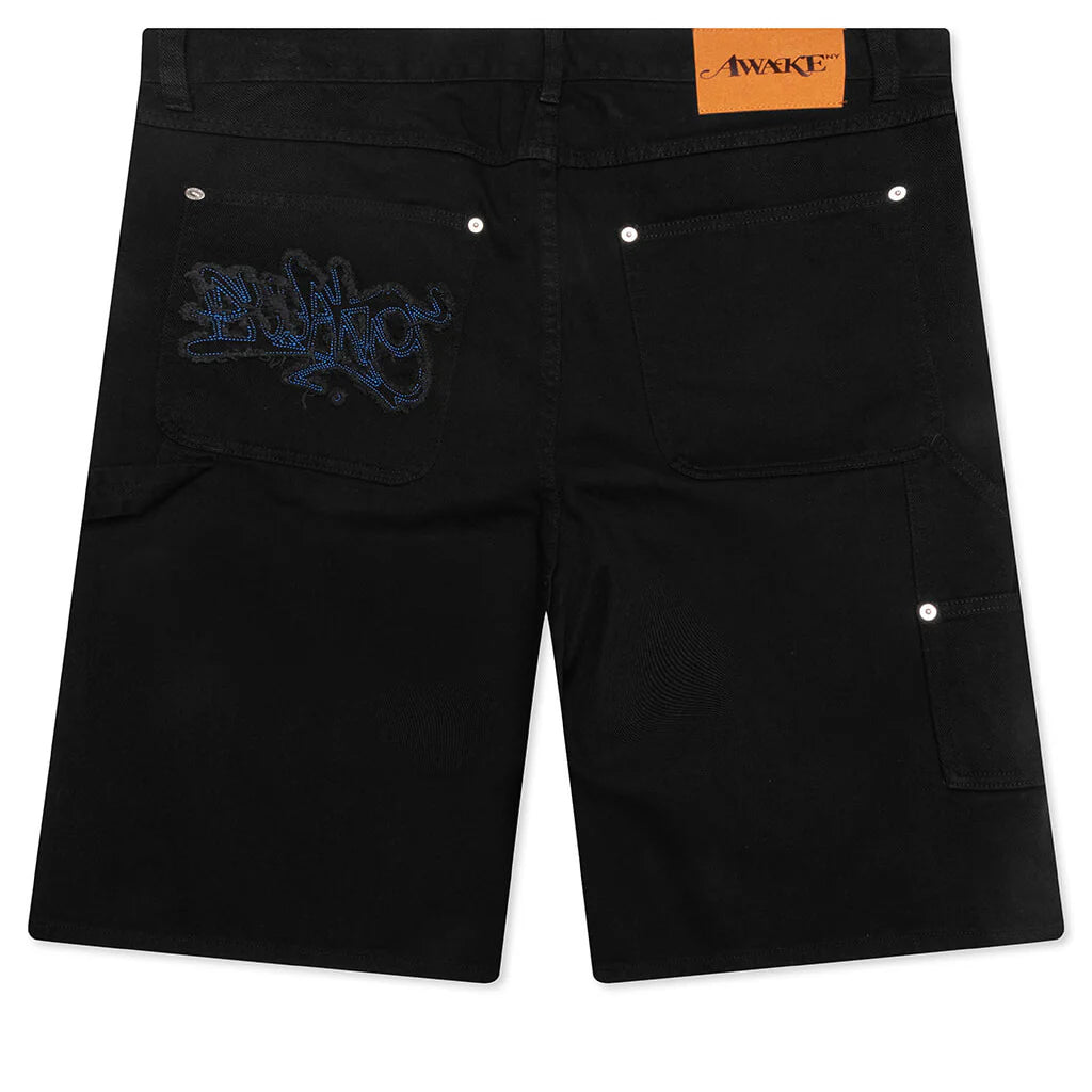Frayed Script Painter Shorts Black