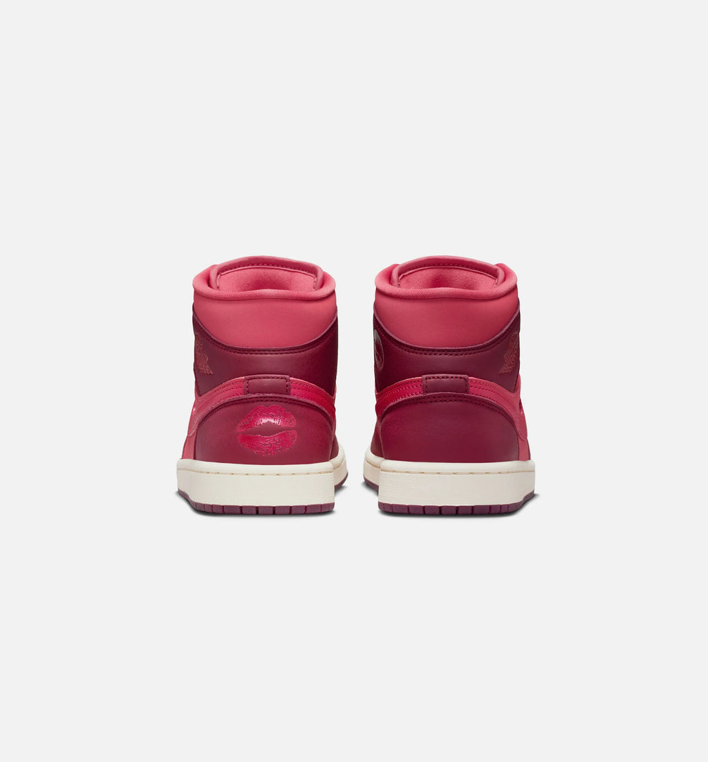 Air Jordan 1 Mid SE Valentines Day Womens Lifestyle Shoe Team Red Sierra Red Pueblo Red