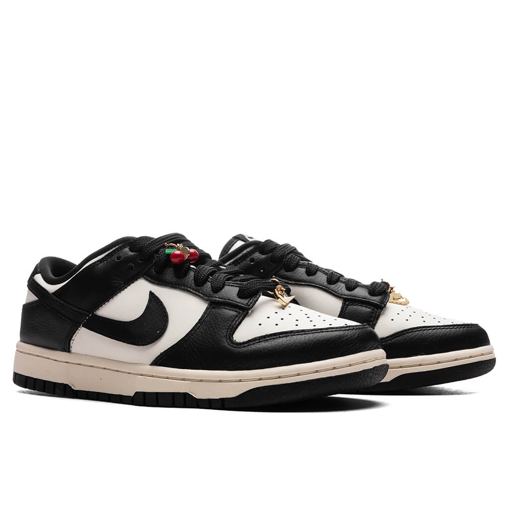 Womens Dunk Low Panda Cherry Charm Sail Black Pale Ivory Metallic Gold