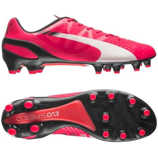 PUMA Evospeed 13 FG Firm Ground Soccer Cleats Bright Plasma White Peacoat