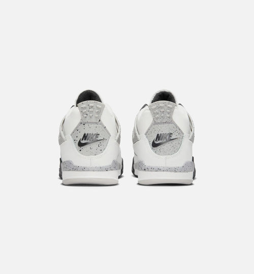 Air Jordan 4 Retro White Cement Preschool Lifestyle Shoe Summit White Fire Red Cement Grey Black