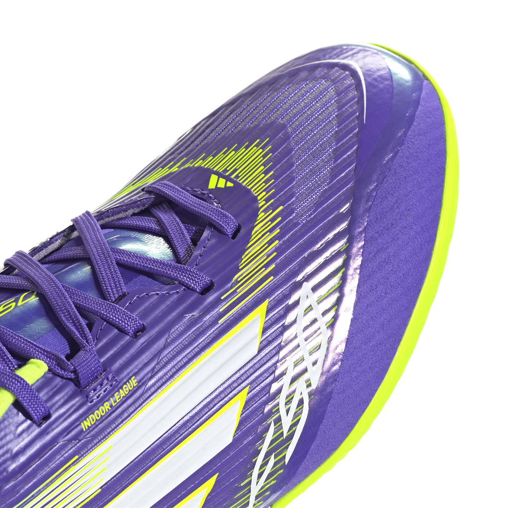 adidas F50 League Indoor Soccer Shoes Purple White Lemon