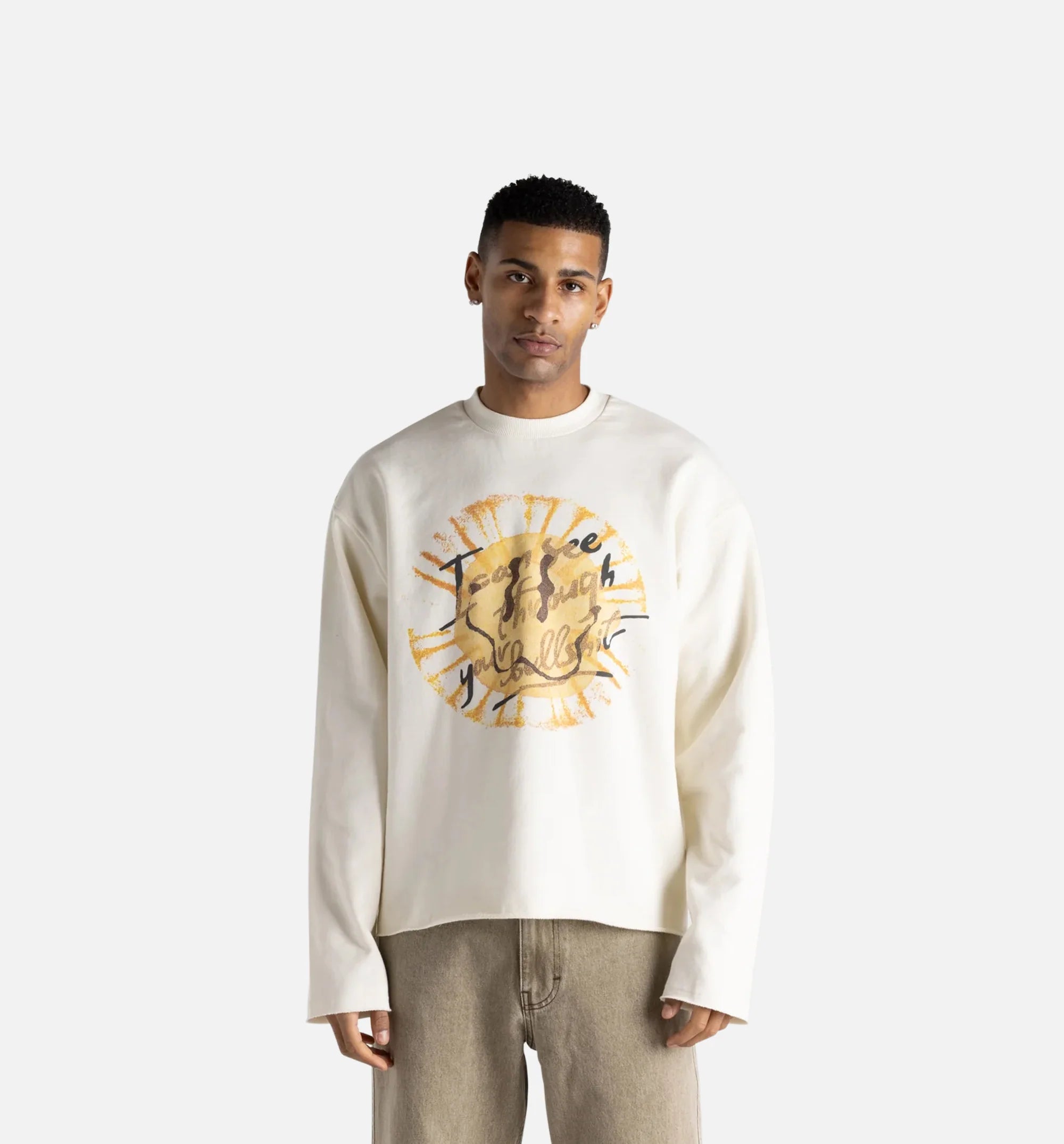 I Can See Through Your Bullshit Crew Mens Long Sleeve White