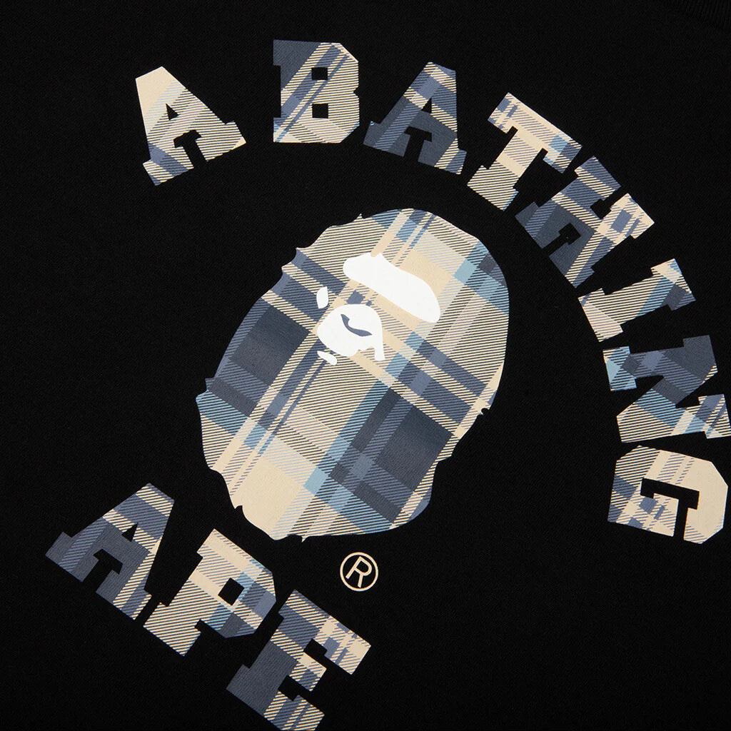 BAPE Check College Tee Black Blue