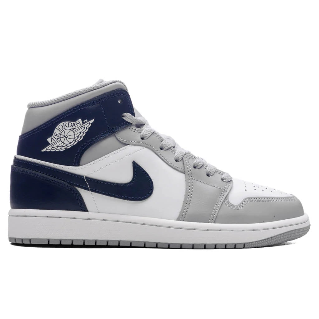 Air Jordan 1 Mid White Midnight Navy Wolf Grey