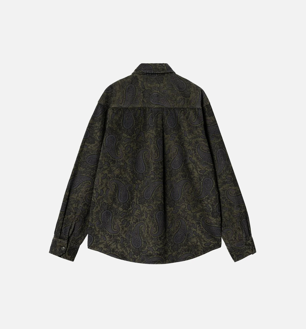 Flint Paisley Mens Long Sleeve Shirt Black Green