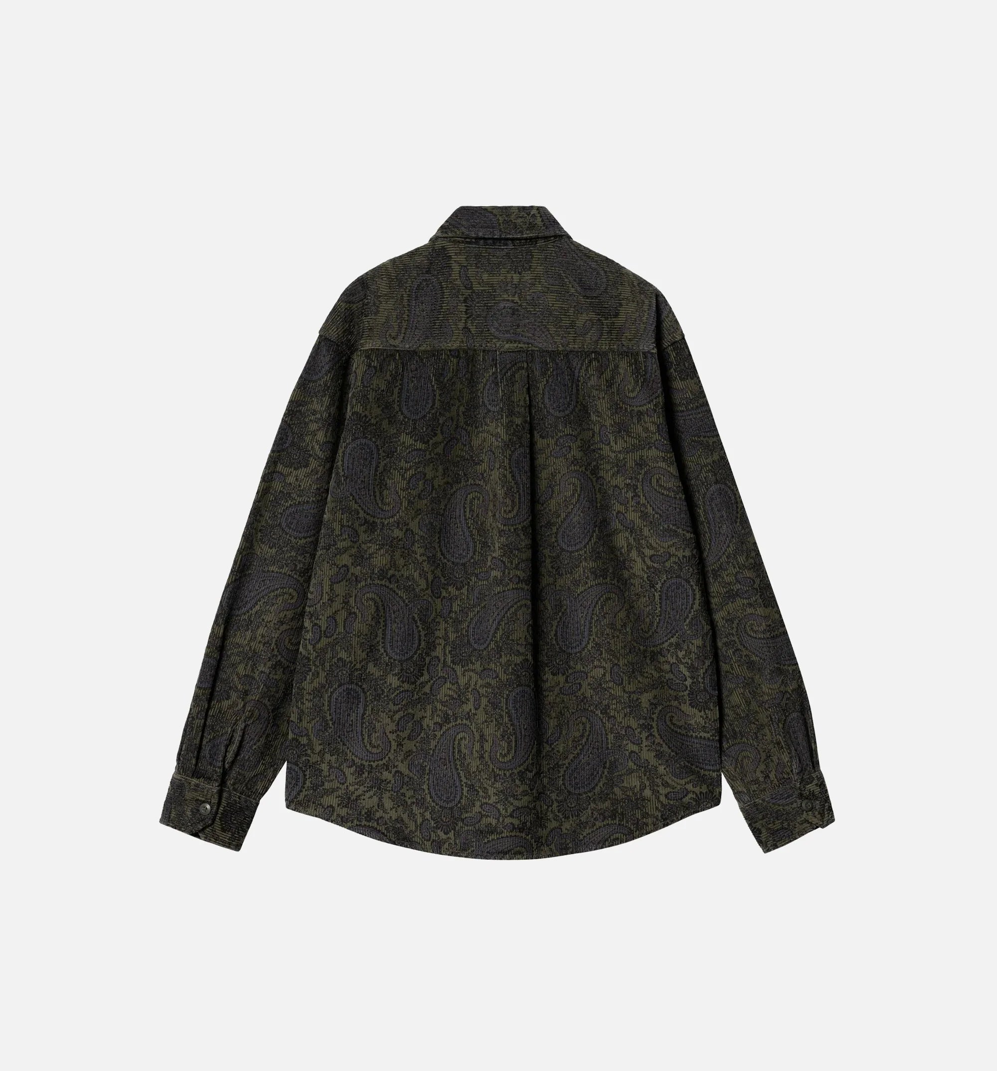 Flint Paisley Mens Long Sleeve Shirt Black Green