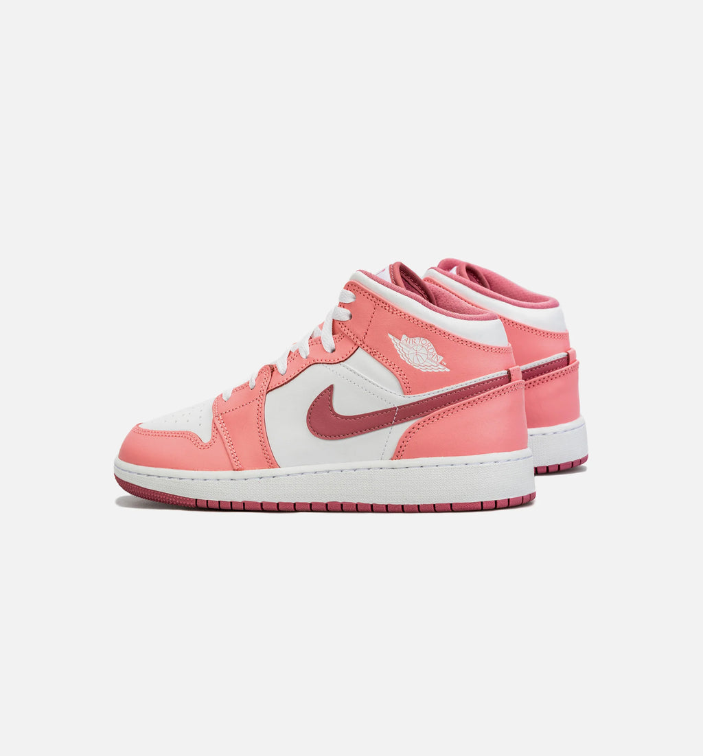 Air Jordan 1 Retro Mid Valentines Day Grade School Lifestyle Shoe Pink White Free Shipping
