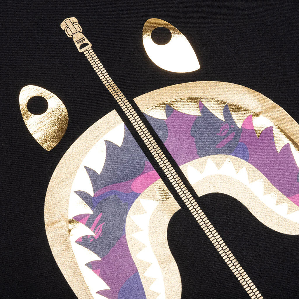 Color Camo Shark Tee Black Purple