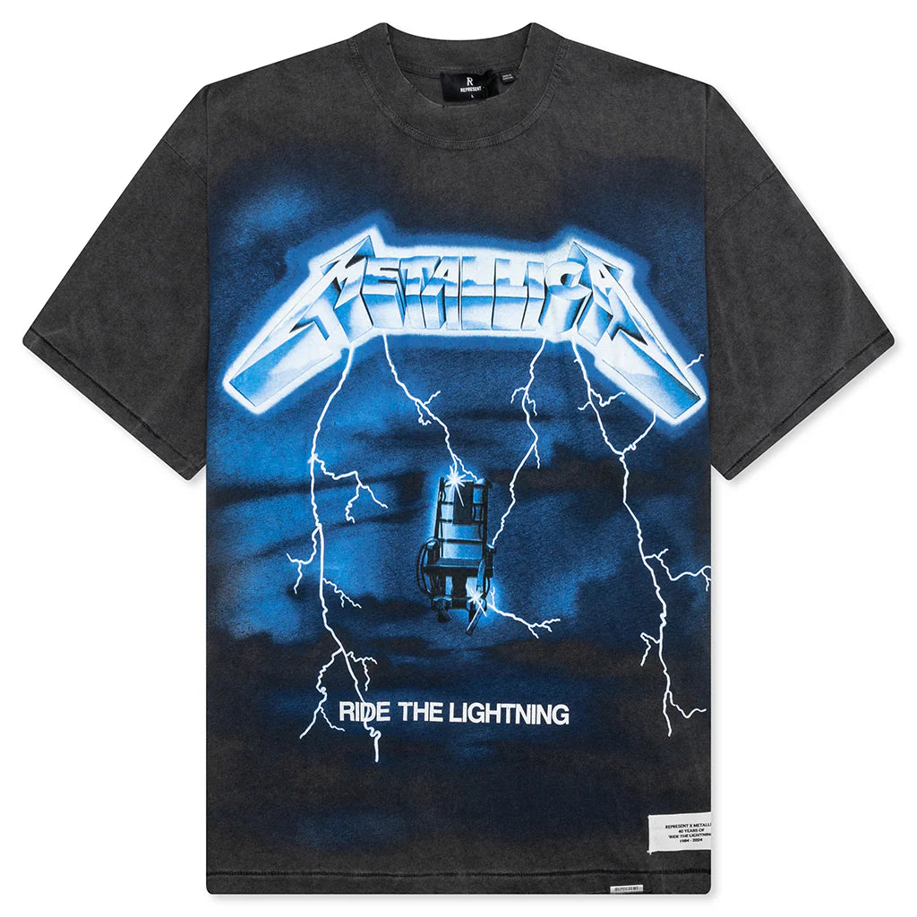 Metallica Ride The Lightning S S T Shirt Vintage Grey