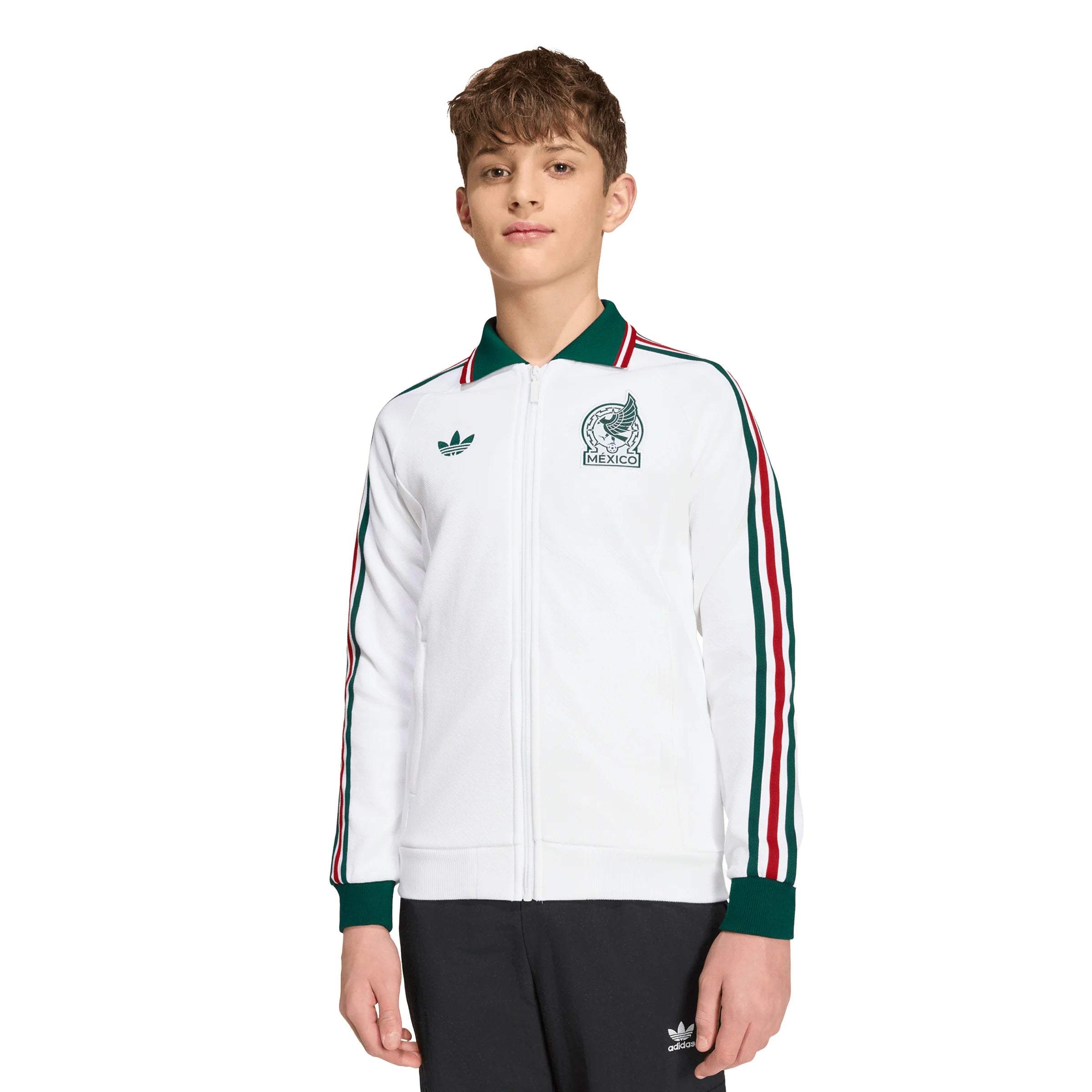 adidas Mexico Away Anthem Youth Soccer Jacket White