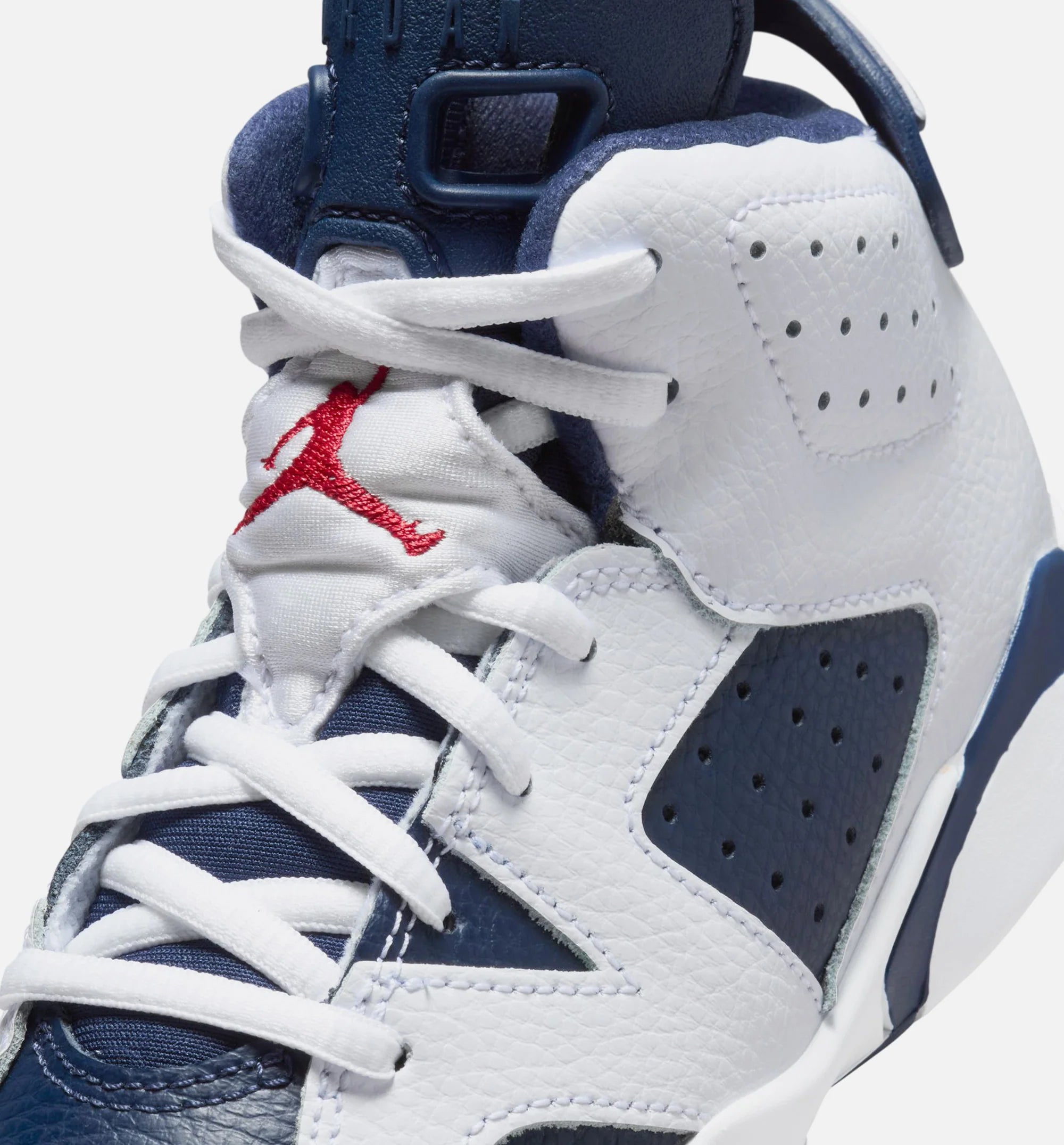 Air Jordan 6 Retro White and Midnight Navy Preschool Lifestyle Shoe White Varsity Red Midnight Navy