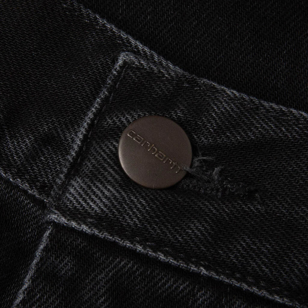 Single Knee Short Black Stone Washed