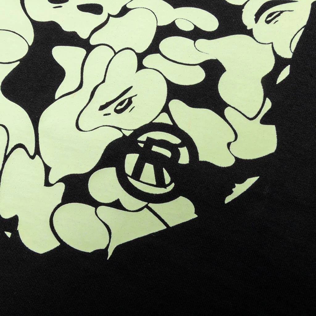 Kids Glow in The Dark Camo Big Ape Head Tee Black