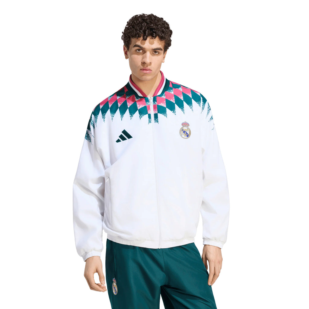 adidas Real Madrid Stadium Mens Soccer Track Top White Black