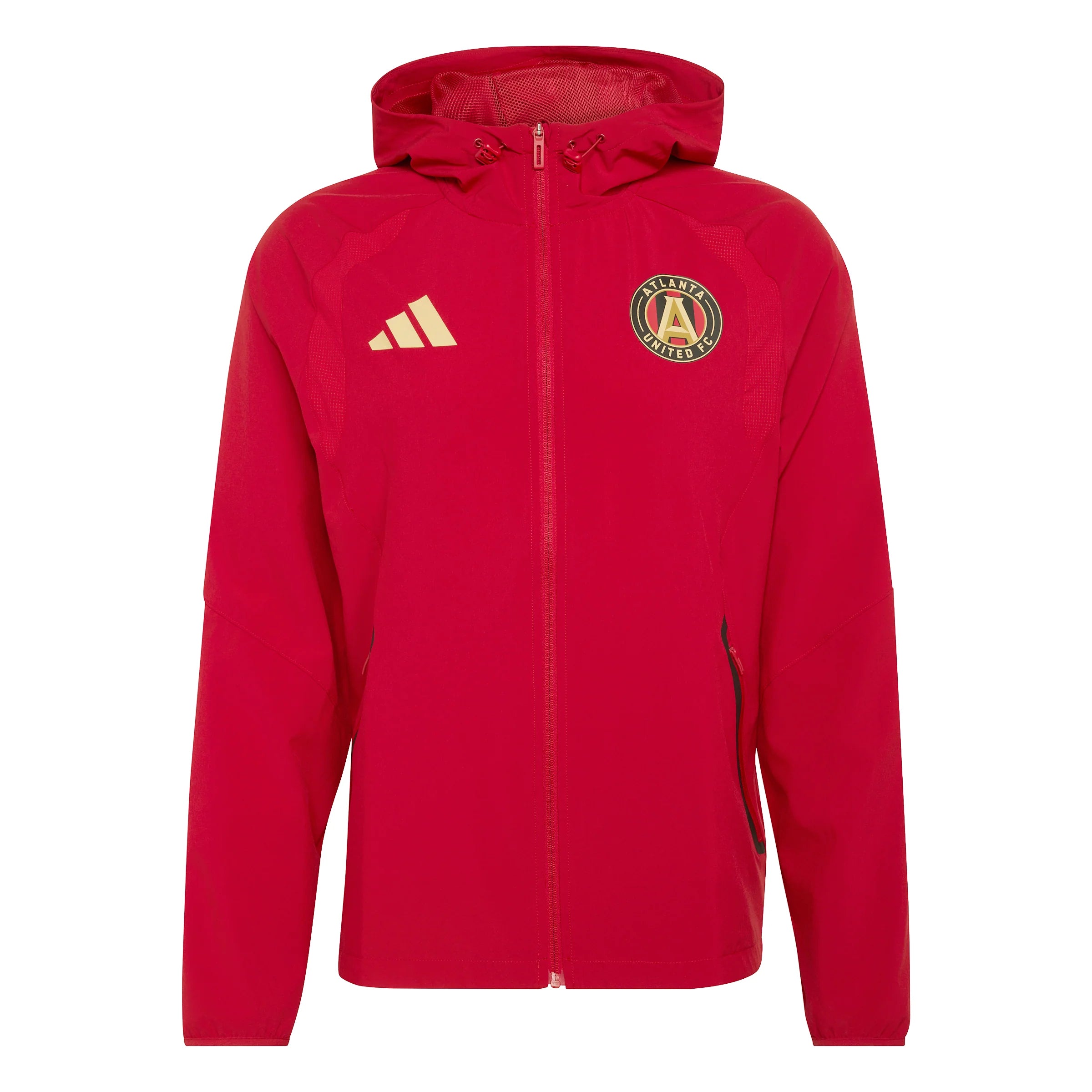 adidas Atlanta United FC Tiro Travel Full Zip Mens Soccer Windbreaker Red Gold