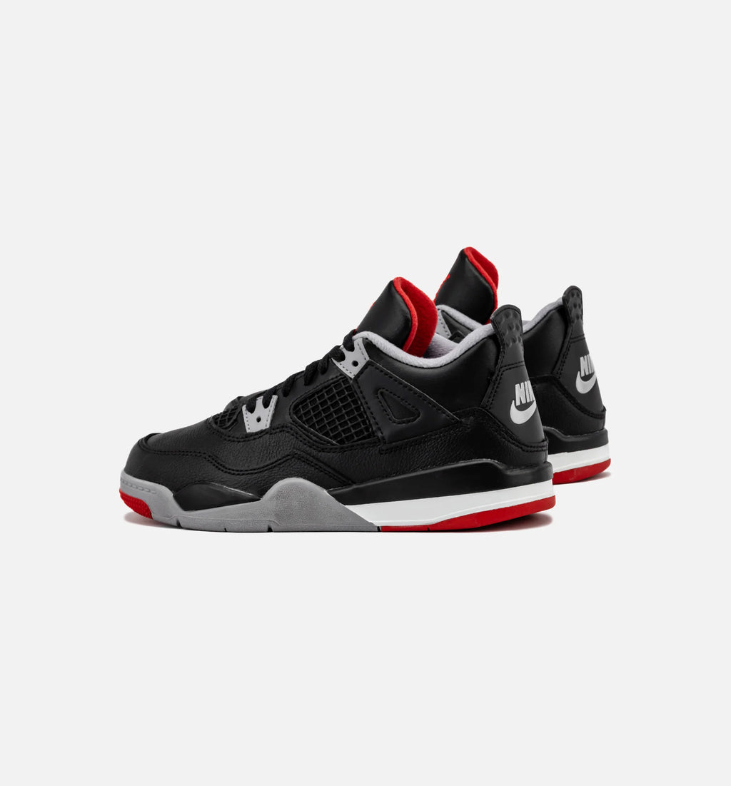 Air Jordan 4 Retro Bred Reimagined Preschool Lifestyle Shoe Black Fire Red Cement Grey Summit White