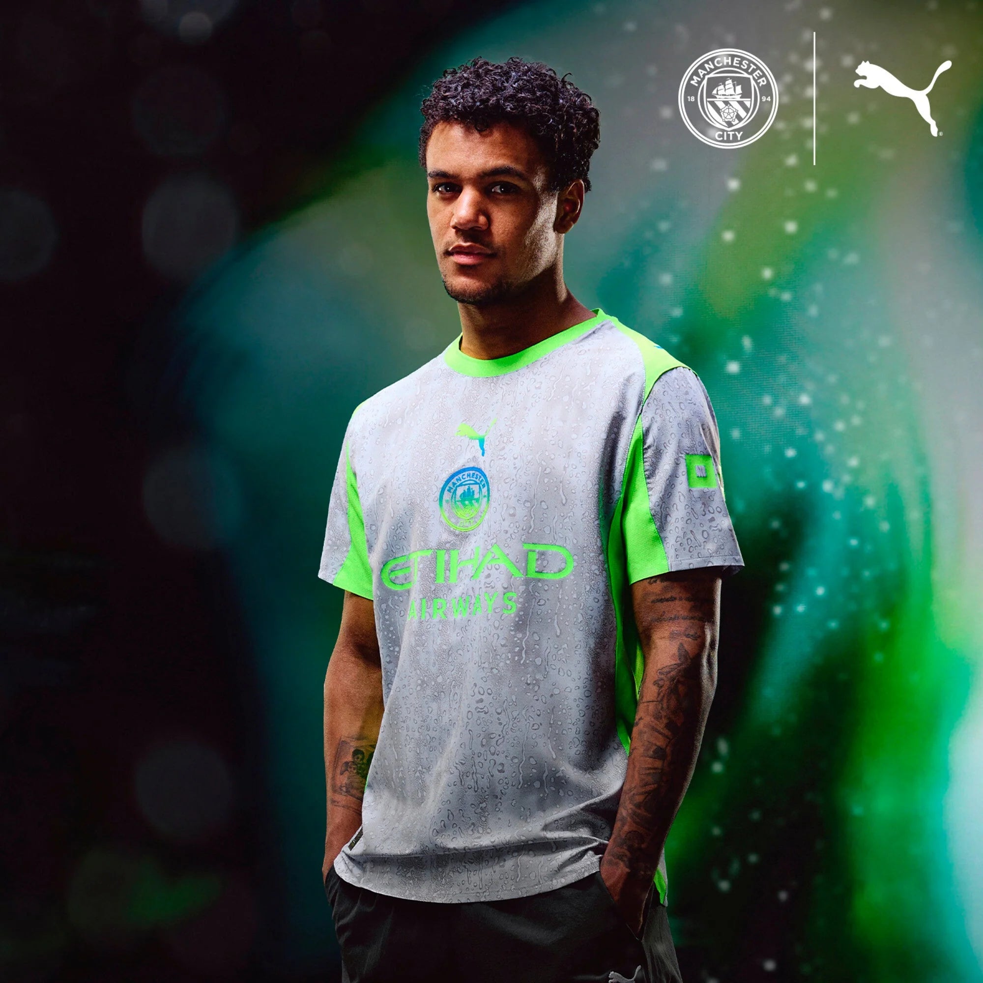 PUMA Mens Manchester City Third Soccer Jersey 25 Green